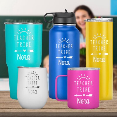 Teacher Tribe Personalized with Name Tumbler, Teacher's Day Gift, Teacher Travel Mug, Stainless Steel Insulated Mug - image1